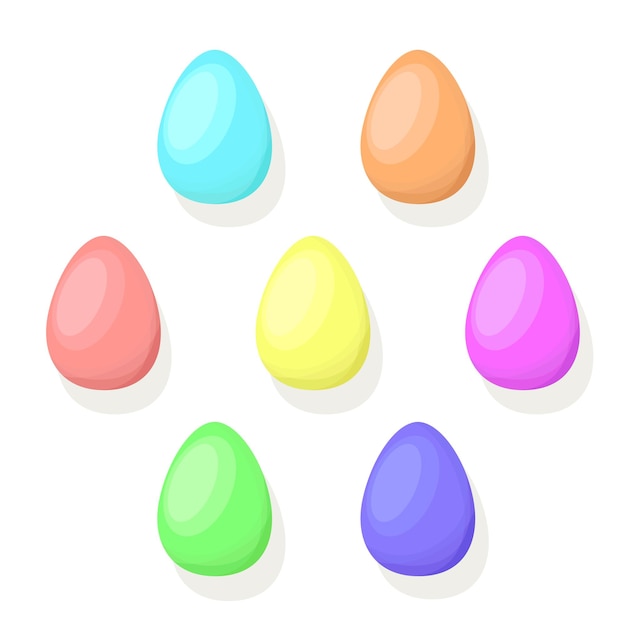 Conjunto de huevos de Pascua de color sólido Ilustración vectorial
