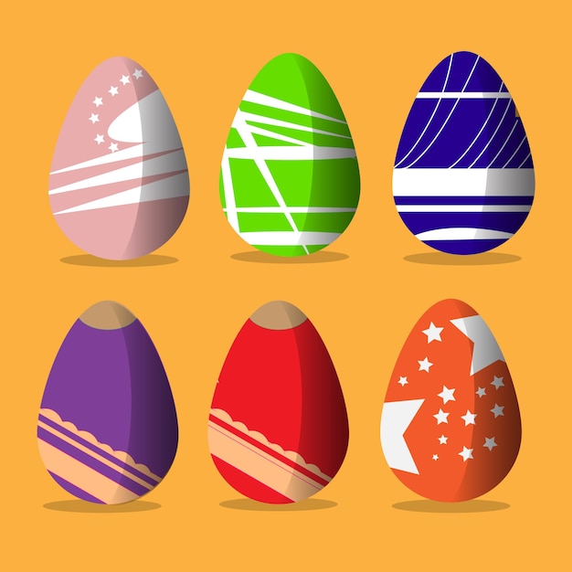un conjunto de huevos de Pascua coloridos con una estrella en la parte superior