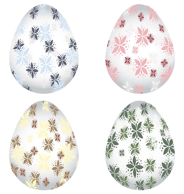 Conjunto de huevos de Pascua decorativos con estampado de flores de colores