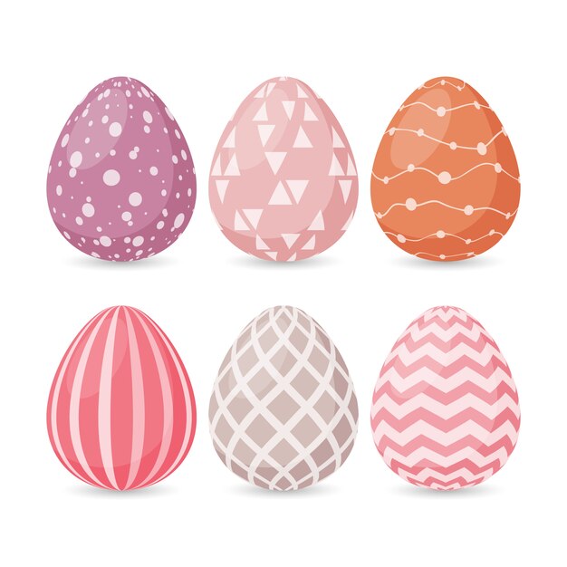 Conjunto de huevos de Pascua con diferentes texturas.