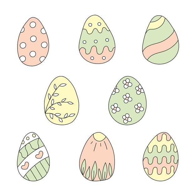 Conjunto de huevos de pascua ilustración vectorial