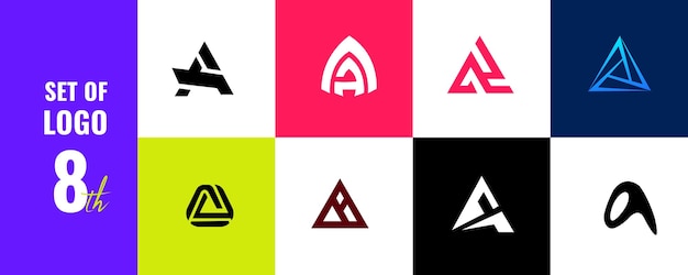Un conjunto de iconas de logotipo de letras utilizadas para la tecnología de negocios, juegos deportivos de lujo y web.