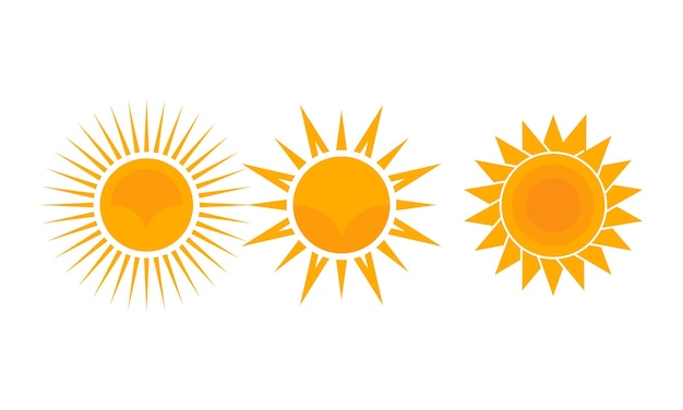 Conjunto de iconas del sol Colección de diseño plano vectorial aislado en fondo blanco