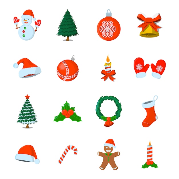 Conjunto de icono aislado de Navidad. Estilo de dibujos animados. Ilustración de vector para el día de Navidad.