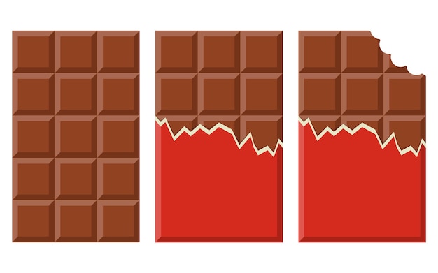 Conjunto de icono de barra de chocolate Ilustración plana de barra de chocolate Ilustración vectorial