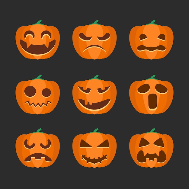 Conjunto de icono de calabaza de halloween aislado