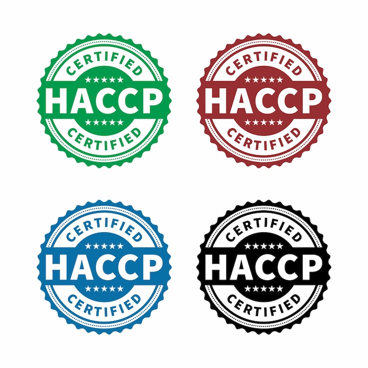 Vector conjunto de icono certificado haccp sobre fondo blanco ilustración de stock vectorial