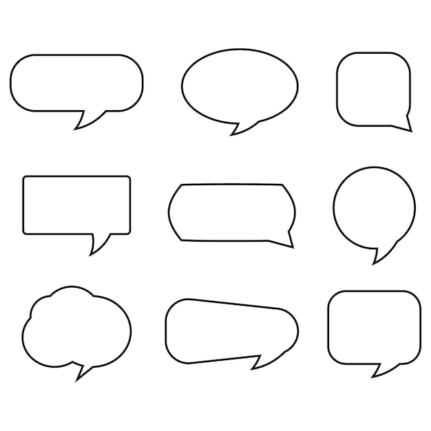Conjunto de icono de chat Icono de burbuja de voz aislado sobre fondo blanco Diseño plano Ilustración vectorial