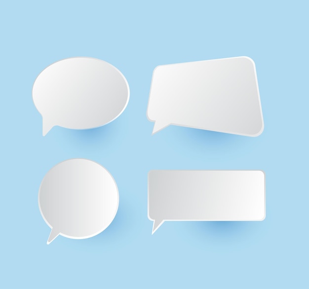 Conjunto de icono de comentario 3D con sombra