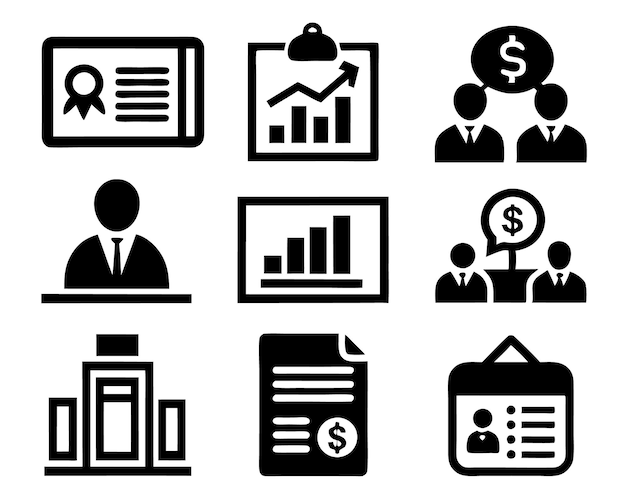 conjunto de icono de contabilidad ilustración documento de ingresos calculadora de éxito economía infográfico