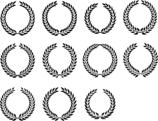 Conjunto de icono de la corona de laurel