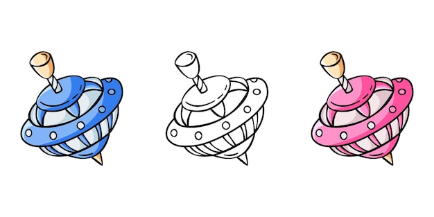 Conjunto de icono dibujado a mano de pegtop en estilo doodle para niños y niñas