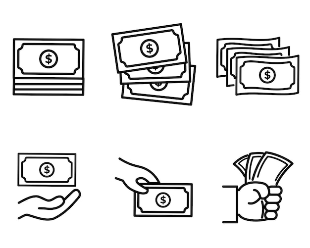 conjunto de icono de dinero y finanzas