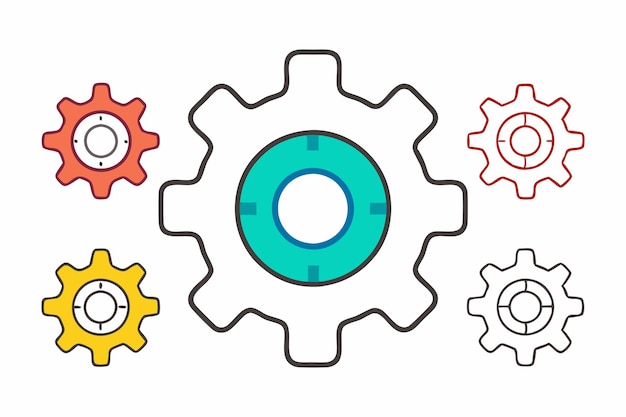 Conjunto de icono de engranaje símbolo de ajuste de engrenaje ilustración vectorial de rueda dentada en fondo blanco