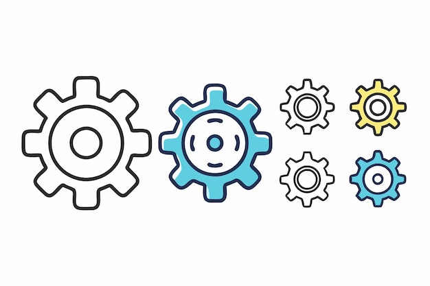 Conjunto de icono de engranaje símbolo de ajuste de engrenaje ilustración vectorial de rueda dentada en fondo blanco