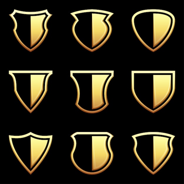 Conjunto de icono de escudo en negro