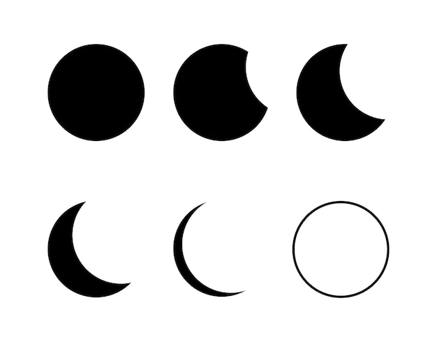 Conjunto de icono de forma de progreso lunar ilustración vectorial aislada