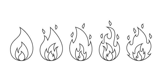 Conjunto de icono de fuego ilustración vectorial llama sobre fondo aislado concepto de signo de hoguera