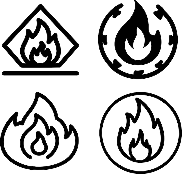 Vector conjunto de icono de fuego