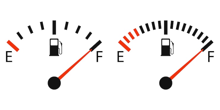 Vector conjunto de icono de indicador de combustible que muestra la ilustración vectorial completa