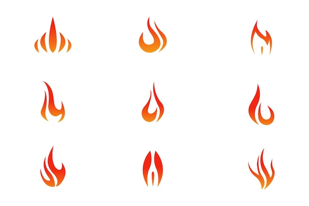 Conjunto de icono de llamas de fuego ilustración de llama de fuego