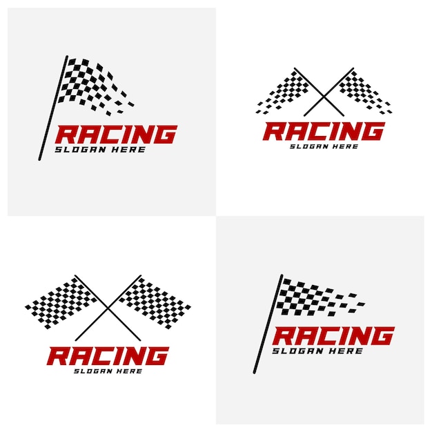 Conjunto de icono del logotipo de la bandera de carreras concepto de logotipo de carreras moderno diseño simple ilustración vector plantilla diseño creativo