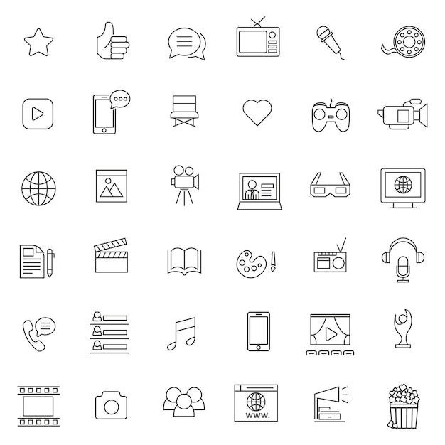 conjunto de icono de medios de entretenimiento