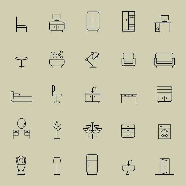 Conjunto de icono de muebles
