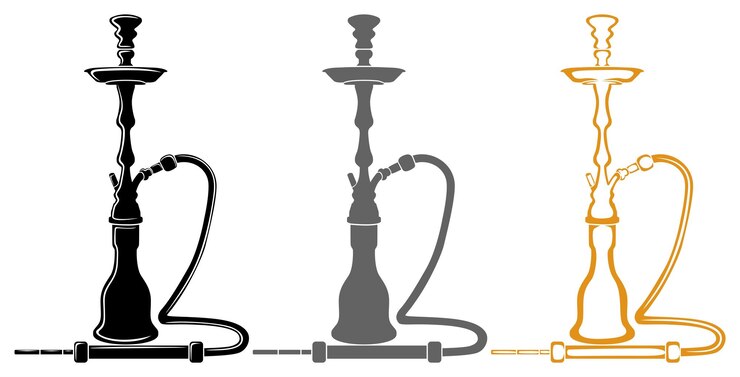 conjunto de icono de narguile oriental ilustración vectorial del logotipo de shisha vintage