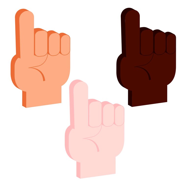 Vector conjunto de icono de palma isométrica vectorial con dedo índice en tres colores de piel11