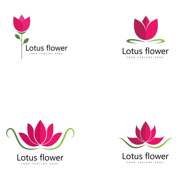 Conjunto de icono de plantilla de logotipo de diseño de flores de loto de vector de belleza