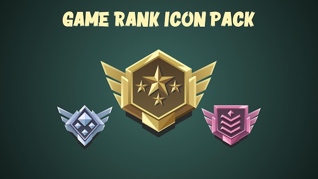 Conjunto de icono de rango de juego Vector Premium