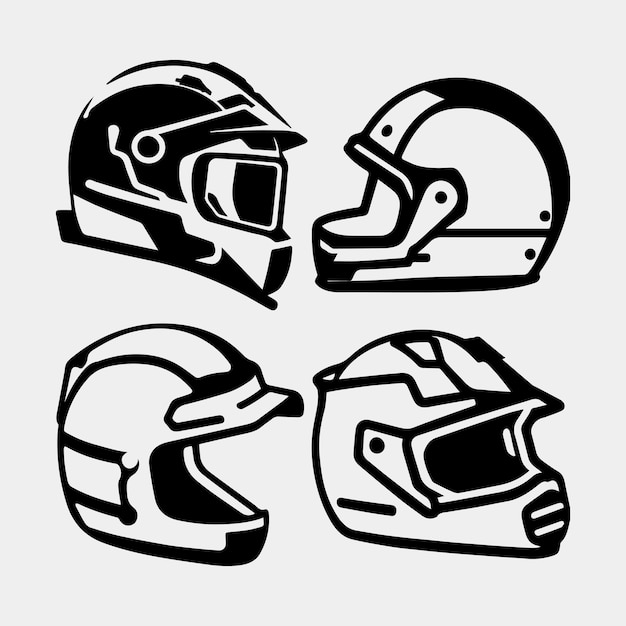 conjunto de icono de vector de casco de motocicleta conjunto Ilustración de vector de casco de equipo de carreras