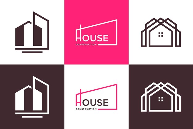 Conjunto de icono de vector de elemento de diseño de logotipo inmobiliario con idea creativa