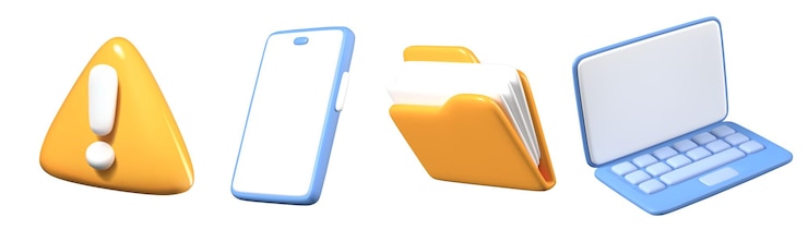 Vector conjunto de iconos 3d para el negocio de protección de la información acceso a los datos en los aparatos