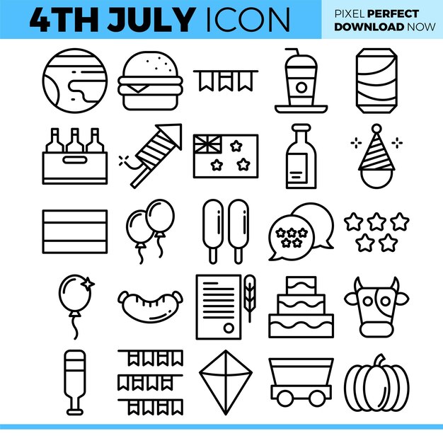 Conjunto de iconos del 4 de julio