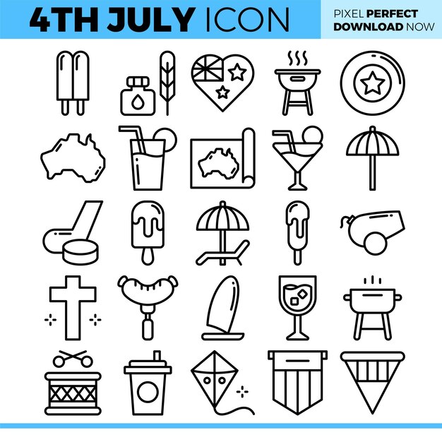 Conjunto de iconos del 4 de julio