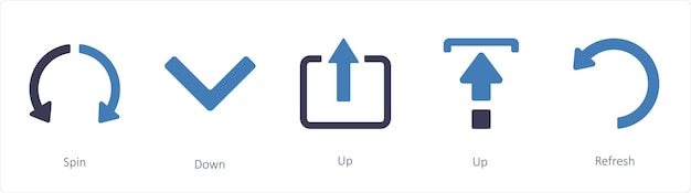 Un conjunto de iconos de 5 flechas como dirección camino camino