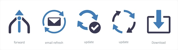 Un conjunto de iconos de 5 flechas como dirección camino camino
