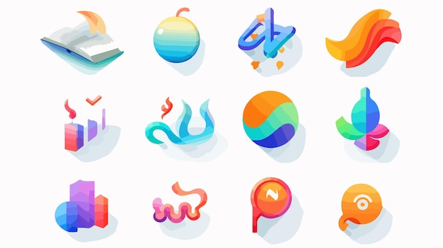Conjunto de iconos abstractos 3D para gráficos corporativos
