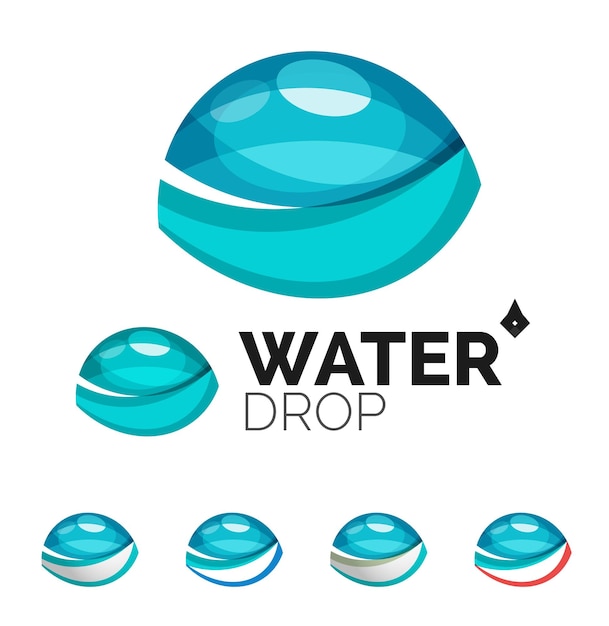Conjunto de iconos abstractos de agua ecológica logotipo de empresa naturaleza verde conceptos limpio diseño geométrico moderno