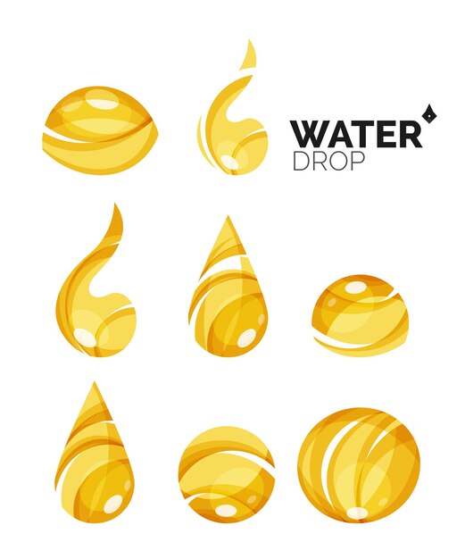 Conjunto de iconos abstractos de agua ecológica logotipo de empresa naturaleza verde conceptos limpio diseño geométrico moderno