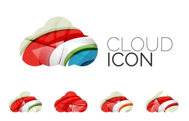 Conjunto de iconos abstractos de computación en la nube conceptos de logotipo empresarial limpio diseño geométrico moderno