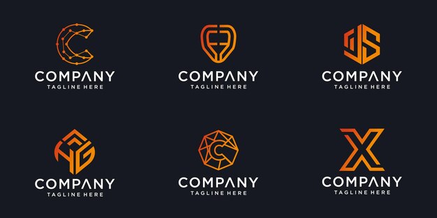 Conjunto de iconos abstractos formas de moda minimalistas para plantilla de diseño de logotipo de icono de letra