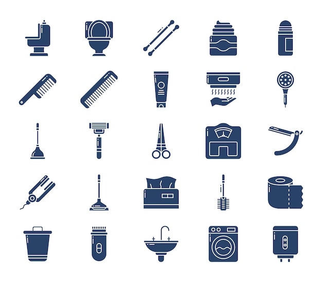 Conjunto de iconos de accesorios de baño