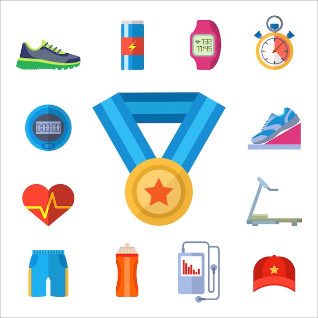 conjunto de iconos de accesorios deportivos.