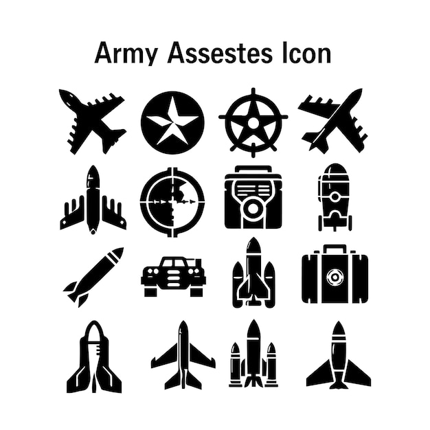 Conjunto de iconos de activos del ejército