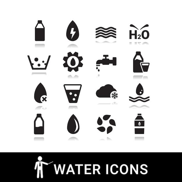 Conjunto de iconos de agua negra