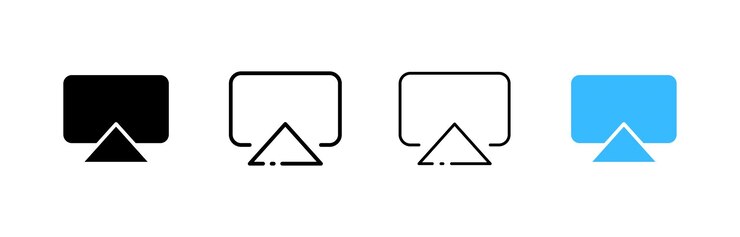 Conjunto de iconos de Airplay Conjunto de diferentes estilos de botones de Airplay para el diseño de iconos Iconos vectoriales