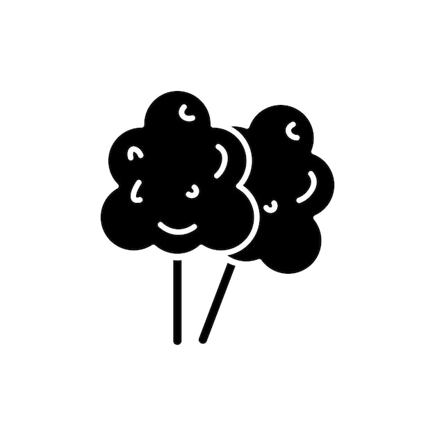 Conjunto de iconos de algodón caramelo Sugar Candy símbolo vectorial de hilo de algodó en un estilo negro lleno y delineado Signo de trato de Candyfloss caprichoso